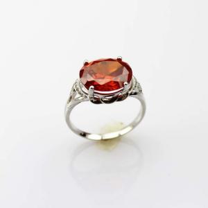 China Women Jewelry Sterling Silver Ring with 10mmx12mm Oval Red Cubic Zirconia(F41) supplier