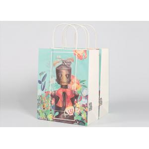 120GSM Kraft Paper Gift Packing Bags Cellophane With Twisted Paper Handles