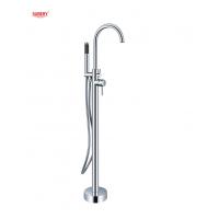 China Chrome Brass Freestanding Bath Tub Faucet OEM Single Lever Floor Mounted With Diverter on sale