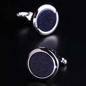 Alloy Mens Silver Cufflinks Embedding Glittering Pink Blue Acrylic OEM