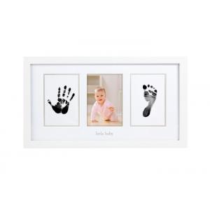 China 3 Windows Wooden Baby Hand and Footprint Photo Frame With Clean Touch Ink Pad supplier