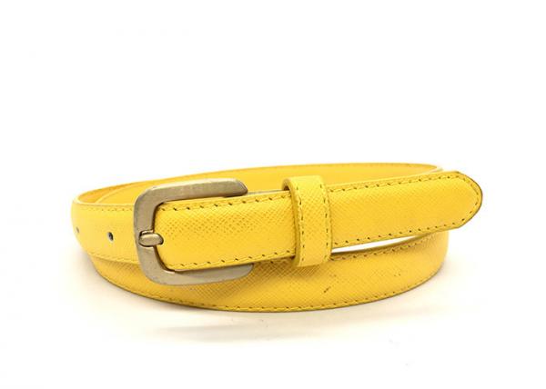 Yellow 20mm Women's Fashion Leather Belts For Pants