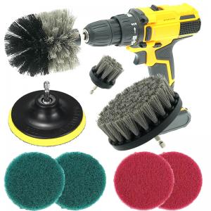 Grey Brush Set For Drill Cleaning Brush Attachment