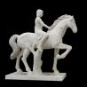 Stone carving figure sculpture white marble girl statue riding horse statue