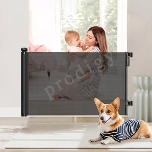 Baby And Pet Retractable Mesh Gate Extends Up To 196" Wide Child Safety Stair Gate