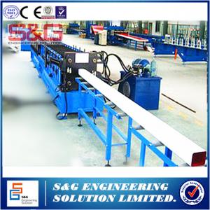 China Square Water Downspout Roll Forming Machine With Safety Cover And Pipe Crimping Machine supplier