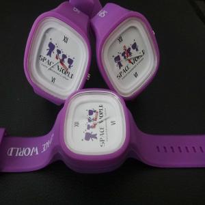 China Purple Colour Silicone Rubber Jelly Band Watch 3ATM Water Resistant , White Face With Company Logo, Unisex For Men Women supplier