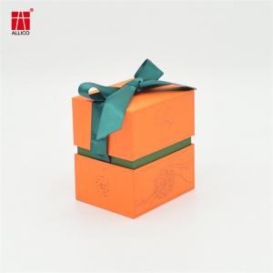 Paper Gold Foil Box Packaging Rigid Lid And Base Bottom Gift Packaging Box With Ribbon