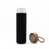 Silicone Sleeve Bamboo Lid 600ml BPA Free Glass Water Bottle
