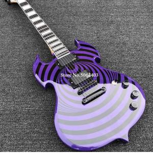 High quality shaped electric guitar purple paint circle black veneer rosewood fingerboard FREE shipping costs