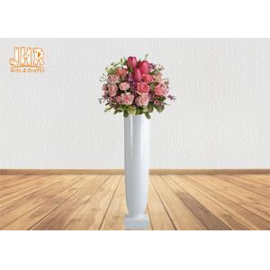 China Small Glossy White Fiberglass Planters Floor Vases Decorative Flower Pots supplier