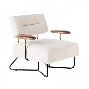 Lazy Sofa Floor Chair Leisure White Accent Armchair With Metal Base