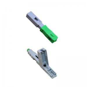 Alligator clip, front bar wedge, SM, 52mm, for drop cable, vertical input, SC/APC Fiber Optic Fast Connector