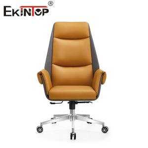 Fashionable Orange Leather Office Chair with Comfortable Seat Cushion and Backrest