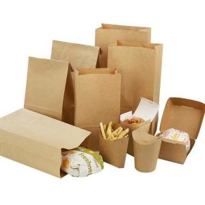 Food Grade Customized Printed Greaseproof Sandwich Hot Dog Packaging Brown or White Takeaway Kraft Paper Bag