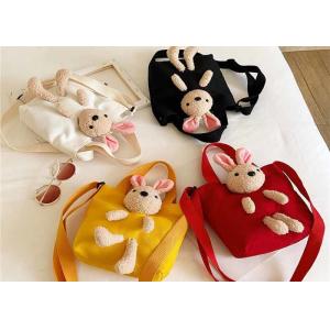 Children cute lovely rabbit canvas cartoon crossbody bag fashion personality girls baby accessories  logo bag