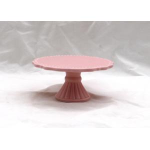 China Pink Floral Cake Stand , Custom Size Ceramic Cake Holder For Gift Party / Wedding supplier