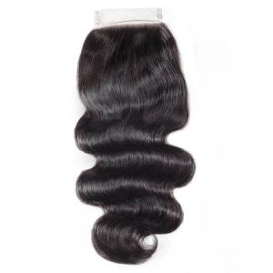 China 8A Brazilian 4x4 Lace Closure Human Virgin Hair Body Wave Natural Black Color supplier