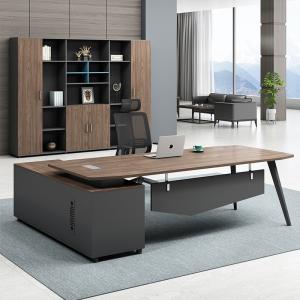 Modern Wooden Executive Desks Business Type L Shape Office Desk with Long Size Cabinet