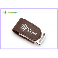 China Leather Usb Disk Custom Metal PU 4GB 8GB Pendrive 64MB To 32GB on sale