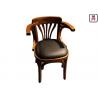 China Vintage Wood Leather Dining Chairs With Arms Oak Wooden Wedding Chairs wholesale