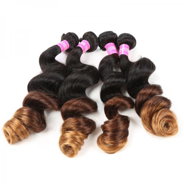 Blonde 1b/4/27 3 Tone Remy Ombre Hair Extensions Brazilian Hair Loose Wave