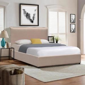 Minimalistic Tufted Platform Bed Assemble Easily Clean Linen Customized Size