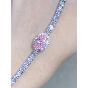 China 2.87ct Pink Diamond Tennis Bracelet Oval Cut Loose Synthetic Diamonds supplier