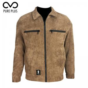 China Mens Brown Corduroy Jacket Keep Warm Anti Microbial 85% Polyester Shell supplier