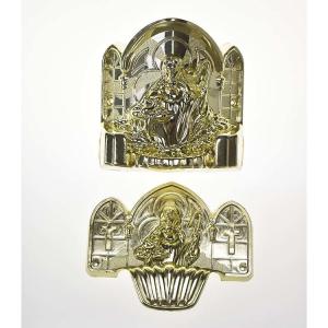 China Luxury Design Coffin Ornaments / Coffin Corner ABS Material With Steel Bar Handle supplier