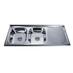 layon polish Stainless Steel Double Bowls Kitchen Sink with Drainboard in South America 120*50CM