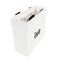 China Crepack Two Sides Eco Friendly 200gram C2S Luxury Paper Shopping Bag With Silk Ribbon Handle on sale