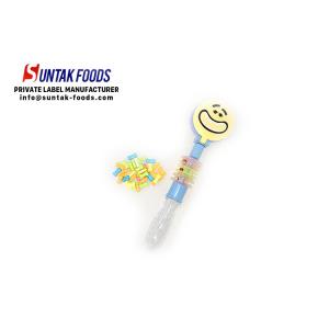 China Toy Candy Smile Face Colorful Compress Candy Plastic Tube , Toy Candy supplier