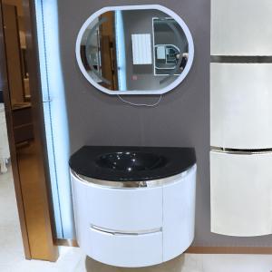 70cm PVC White Bathroom Vanity With Drawers And Black Sink