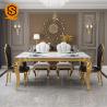 Solid Surface Marble Top Dining Table Set 6 Seater Rectangle Shaped