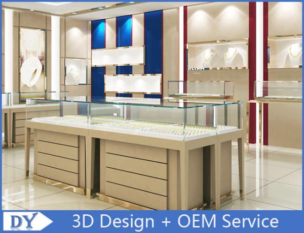 High End Store Jewelry Display Cases Wood Gold Shop Jewelry