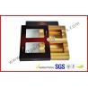 Matt Varnish Foil Paper Cigar Gift Box With Golden / Cigar Gift Sets