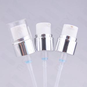 China Pp Cosmetic Treatment Pump Spray Pump With Cap , 18/410 Silver Aluminum Cream Pump supplier