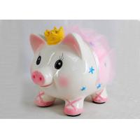 China Pink Ceramic Piggy Bank In Cloth Cute Princess Piggy Bank Customized For Children on sale