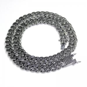 Hot Sale 13.5mm Gunmetal Cuban Chain Necklace For Men Women Hip Hop Rapper Necklace Iced Out Bling Rhinestones Jewelry