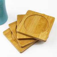 China 9cm Blank Bamboo Coasters Round Square Bamboo Plant Saucer European Style Mat on sale