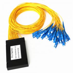 China PLC 1×32 Fiber Optic Splitter ABS material SC connector 3.0mm diameter G657A1 fiber yellow cable supplier