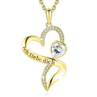China 18in 0.29oz Double Heart Shaped Necklace Gold Endless Love With White Austrian crystal Crystal on sale