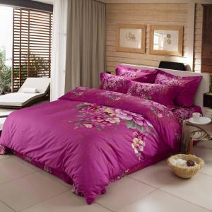China Purple Color Polyester Bed Set For Home Bedroom / Hotel Super Soft supplier