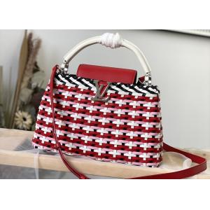 Rattan Weaving Handmade Crossbody Bag , Red Handmade Rattan Bag