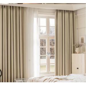 Living Room Blackout Curtain Fabrics 200-400gsm Solid Plain Polyester Blackout Linen Curtains Modern