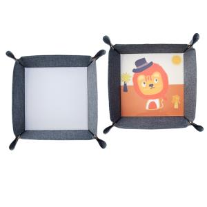 China サブライメーション レザー トレイ ブランク 折りたたむ 広形 デニム 布 机棚 収納 サンドリーズ サブライメーション トレイ wholesale