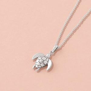 Boma Jewelry Sterling Silver Sea Turtle Animal Pendant Necklace, 18 Inches