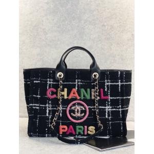 Chanel 2022 Sotheby's Custom Branded Bags Tweed Beach Bag FW Rainbow Tote