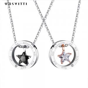 China 6.3in 316L SS Sterling Silver Jewelry Necklaces 1.3g Star Diamond Necklace supplier